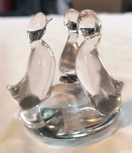 Vintage "3 Ducks" Artist Signed Clear Glass Sculpture Paperweight 3" "Jon 76" - Picture 1 of 5