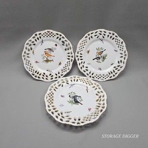 Vintage Chinese Porcelain Decorative Set of 3 Hand Painted Dinner Plates 10" - Picture 1 of 10