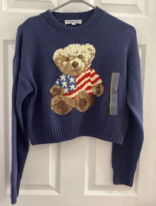Grayson Threads Women's Teddy Bear American Flag Graphic Sweater Small - Picture 1 of 8