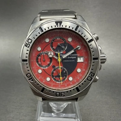 Orient Town & Country Reloj Cronógrafo Hombre Esfera Roja Acero Fecha TD01-C0 REPUESTOS Foto 1 de 4