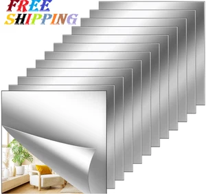 12Pack 12x12 Inch Acrylic Flexible Mirror Sheets Self-Adhesive Mirror Wall Tiles - Picture 1 of 8