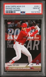 Shohei Ohtani 2018 Topps Now #AW-1 Rookie of the Year Award Winner PSA 10 GEM MT - Picture 1 of 2