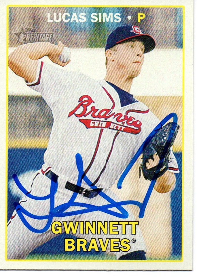 Lucas Sims Gwinnett Braves 2016 Topps Heritage Signed Card - Image 1 of 1
