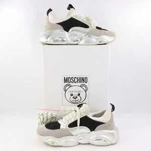 Moschino Women's Leather & Mesh Chunky Sneakers in Grey/Black/Silver EU 37 - Picture 1 of 15