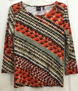 Rafaella Damen Pullover Bluse Größe S Orange Rot Schwarz Bunt 42 - Bild 1 von 6