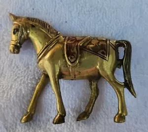 Neu alter Lagerbestand Vintage Messing Inlay gravierte Pferdefigur 3 Zoll - Bild 1 von 4