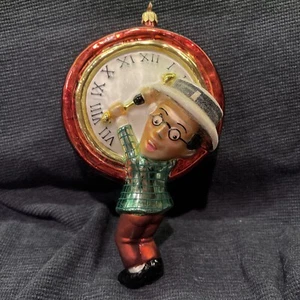 1999 Christopher Radko "Millennium Clock" Harold Lloyd Glass Ornament Large 8” - Picture 1 of 10
