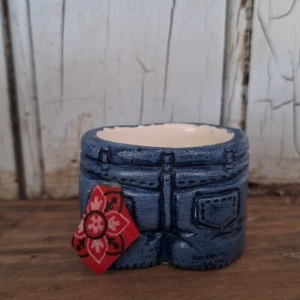 Vintage Keramik DENIM Blue Jeans mit Bandana Zahnstocher Halter Pop Art Neuheit - Bild 1 von 9