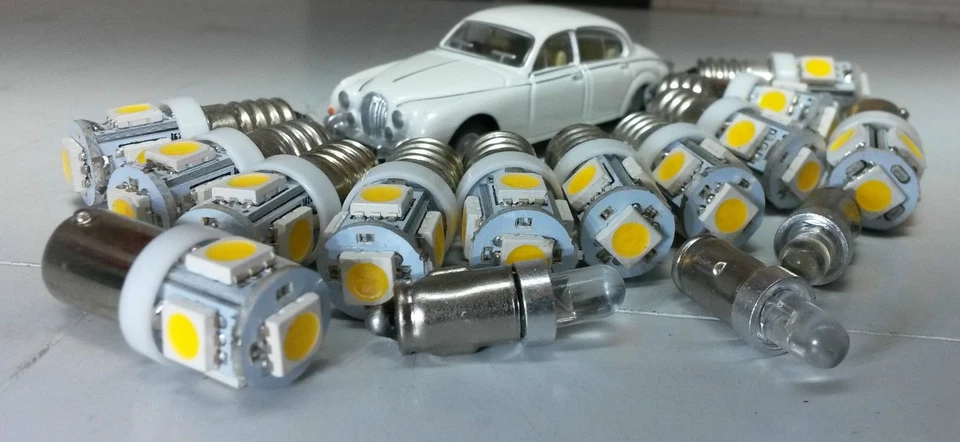 Jaguar Mk2 Daimler V8 LED Warm White Instrument Bulb Complete Set E10 BA7s BA9s - Image 1 of 1