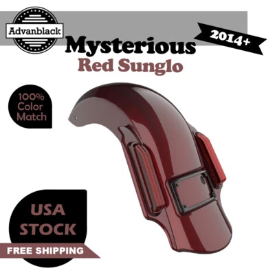 Guardabarros trasero estirado Mysterious Red Sunglo Dominator para Harley Davidson 2014+ Foto 1 de 4