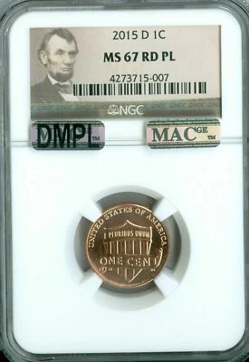 2015 D SHIELD CENT LOGO NGC MS67 RED MAC DMPL PQ SPOTLESS FINEST REGISTRY * - Image 1 of 4