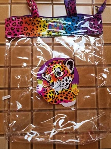 Lisa Frank Clear Vinyl Zipper Tote Hunter Leopard Cheetah Rainbow - Picture 1 of 5