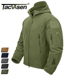 Men's Winter Fleece Jackets Full-Zip Hooded Windproof Outdoor Hiking Work Coats - Picture 1 of 47