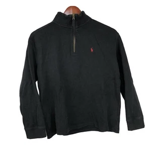 Boys Ralph Lauren Polo Black Pull Over 1/4 Zip Sweater, Large - Picture 1 of 6