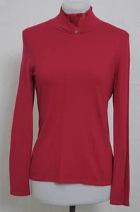 NWT $165 VINTAGE ETCETERA size XS FUCHSIA PINK MOCK V-NECK SWEATER - Picture 1 of 4