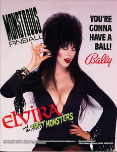 Elvira and the Party Monsters Bally Pinball Flyer / Folleto / Anuncio - - Imagen 1 de 4