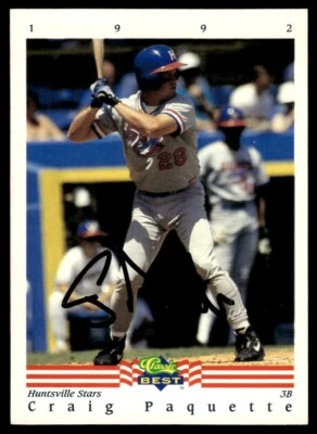 1992 Classic Best Craig Paquette Auto Huntsville Stars #138 Card COA Signed - Image 1 of 2