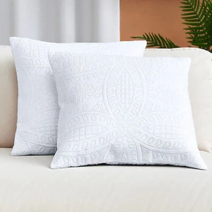 Mellanni Decorative Throw Pillow Cover With Zipper, Set of 2, Ultrasonic Quilted - Picture 1 of 51