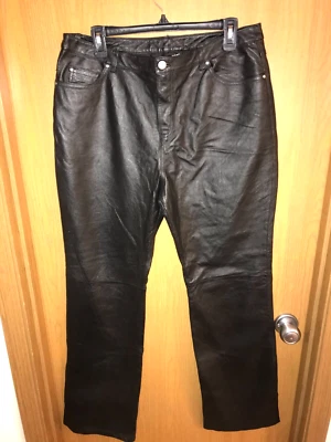 METROTYLE VINTAGE SEXY CUERO NEGRO BOOTCUT "JEANS" TALLA 14 ALTO Foto 1 de 3