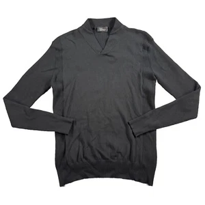 Zara Sweatshirt Mens XL Black V Neck Pullover Italy Made - Picture 1 of 9