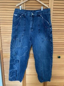 JOHNNY BLAZE MEN'S VINTAGE HIP HOP 90's BAGGY-WIDE LEG DENIM BLUE JEANS 40 RARE - Picture 1 of 7