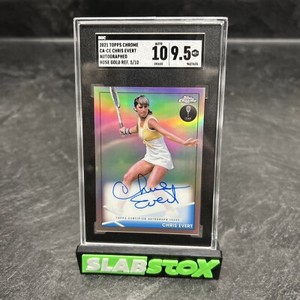 Chris Evert 2021 Topps Chrome Tennis Rose Gold On-Card Auto /10 SGC 9.5/10