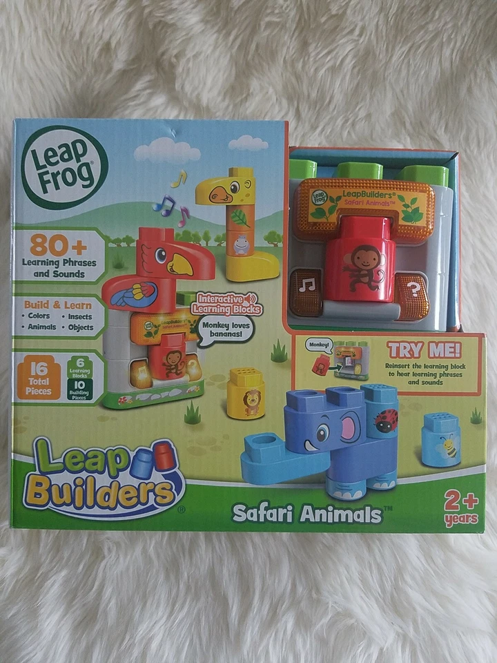 LeapFrog LeapBuilders Safari Animals Multicolor Blocks Elephant Giraffe Parrot