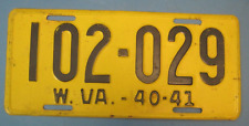 1940-41 West Virginia License Plate nice original