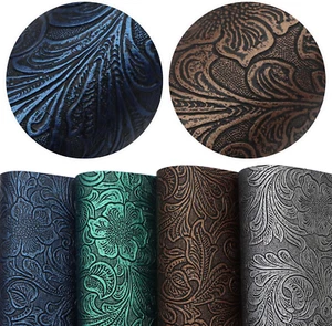 Geometric Faux Leather Sheet Bump Texture Synthetic Leather Fabric Assorted 4 PC - Picture 1 of 5