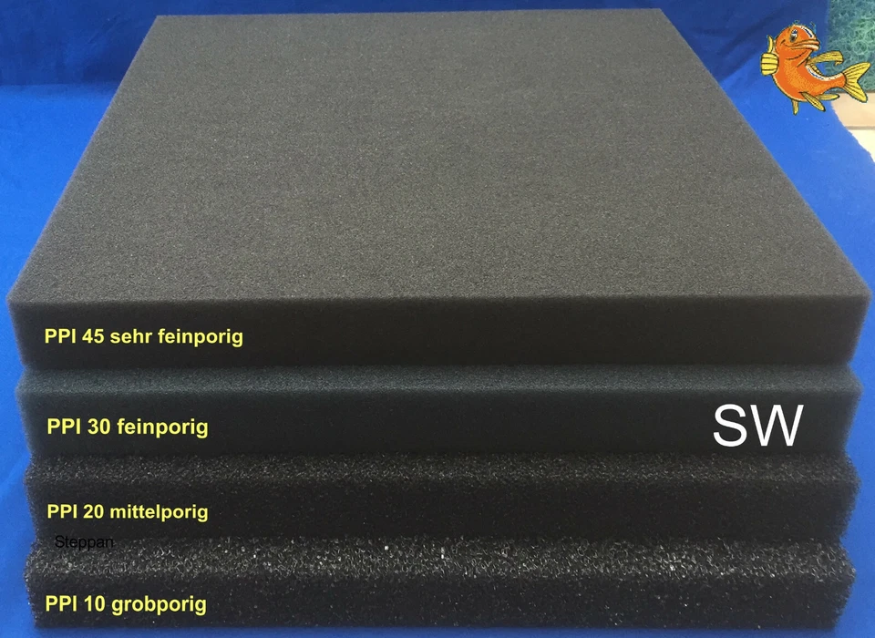 STEPPAN Filterschaum Filtermatte 100 X 100 X 4 cm grob, mittel, feinporig Koi Teich