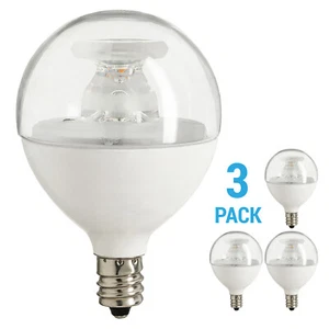 3 Pack LED G16.5 Globe Light Bulb 5W =40W Dimmable Candelabra E12 Vanity Clear - Picture 1 of 4