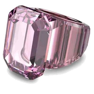 HUGE LUCENT SWAROVSKI COCKTAIL RING PINK CRYSTAL OCTAGON NIB SIZE EST 5.5 - Picture 1 of 11