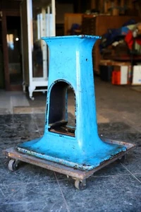 Vintage Cast Iron Machine Base Stand Steampunk Industrial Table Pedestal blue - Picture 1 of 12