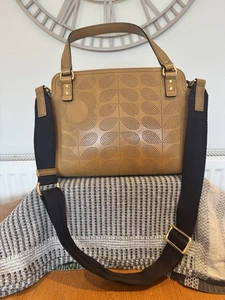 Orla Kiely FW17 Mainline Punched Tall Flower Stem Jeanette bag in tan / mustard - Picture 1 of 12