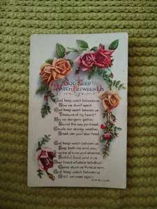 W & K Postcard God Keep Watch Between Us Unposted - Picture 1 of 2
