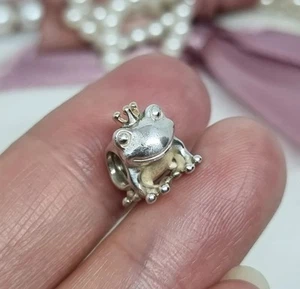 Genuine Pandora Silver & 14k Gold Frog Prince Crown Charm S925 ALE ๐ R12b - Picture 1 of 9