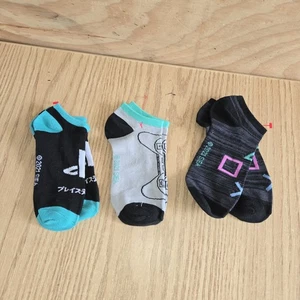 Biowrorld PlayStation Womens Size 5-10 Black Green Video Game Ankle Socks 3 Pack - Picture 1 of 4