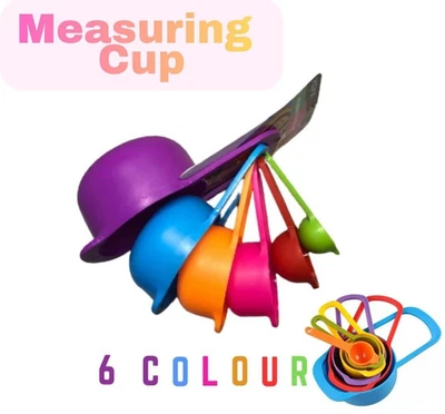 (New) 6 pcs Nested Measuring Cup Spoon Set Rainbow Color For Baking Cooking - Image 1 of 4