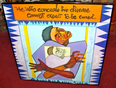 Póster original proverbio etíope figura abstracta cruz roja enmarcada Foto 1 de 4