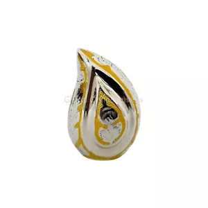 Nickel Engraved Gold Design Small Teardrop Urn For Ashes - Picture 1 of 10