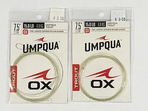2 Umpqua Tapered Fly Line Leaders w/ Perfection Loop, 7.5' 0X 15 lb, Fly Fishing - Picture 1 of 1