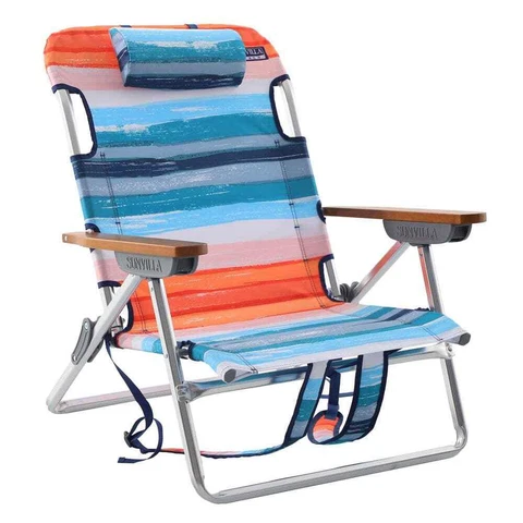 Sunvilla Corp Stripe Aluminum Reclining Beach Chair - Multi-Color  MSRP $134.99 Cover