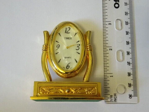 Vintage TIMEX Vanity Mirror Collectible Mini Miniature Quartz Clock JAPAN MOVT Cover