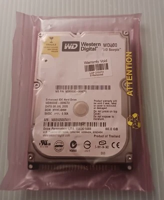 WESTERN DIGITAL WD800UE 80GB IDE 2.5" ATA100 Notebook Laptop Hard Drive - Image 1 of 4