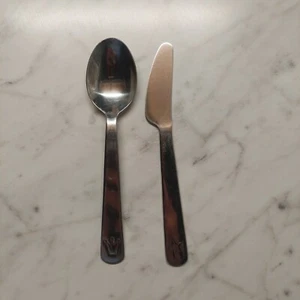 IKEA Stainless Steel Kids Spoon and Knife Star and Crown Design - Picture 1 of 6