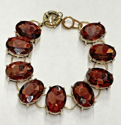 PULSEIRA ROXA ESCURA 16mm pedra oval cristal ouro conjunto joia 7,75” NOVA - Imagem 1 de 4