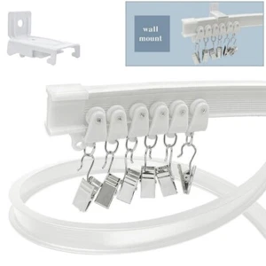 5M Flexible White Curtain Track Wall Side Mounted Rail Gliders Clips Kits USA - Picture 1 of 7