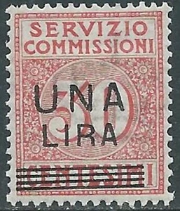 1925 REGNO SERVIZIO COMMISSIONI 1 LIRA SU 30 CENT LUSSO MNH ** - RB8-3 - Picture 1 of 1