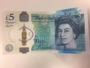 New Polymer Five Pound Note. £5. AA01 Serial No. - Picture 1 of 2