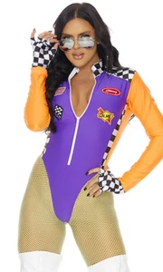 Sexy Forplay Winner's Circle Purple & Orange Bodysuit Race Driver Costume 550306 - Picture 1 of 4